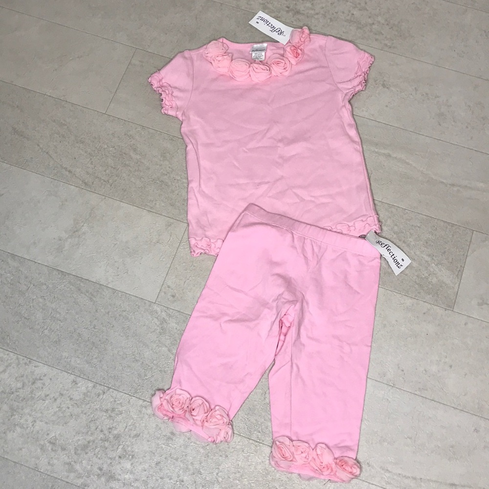 Reflectionz Girls Outfit Sz 8 Pink Flowers Pjs